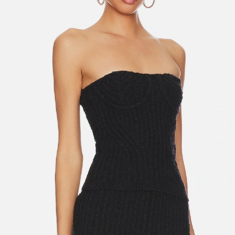 NBD Tara Boucle Knit Bustier Tube Top